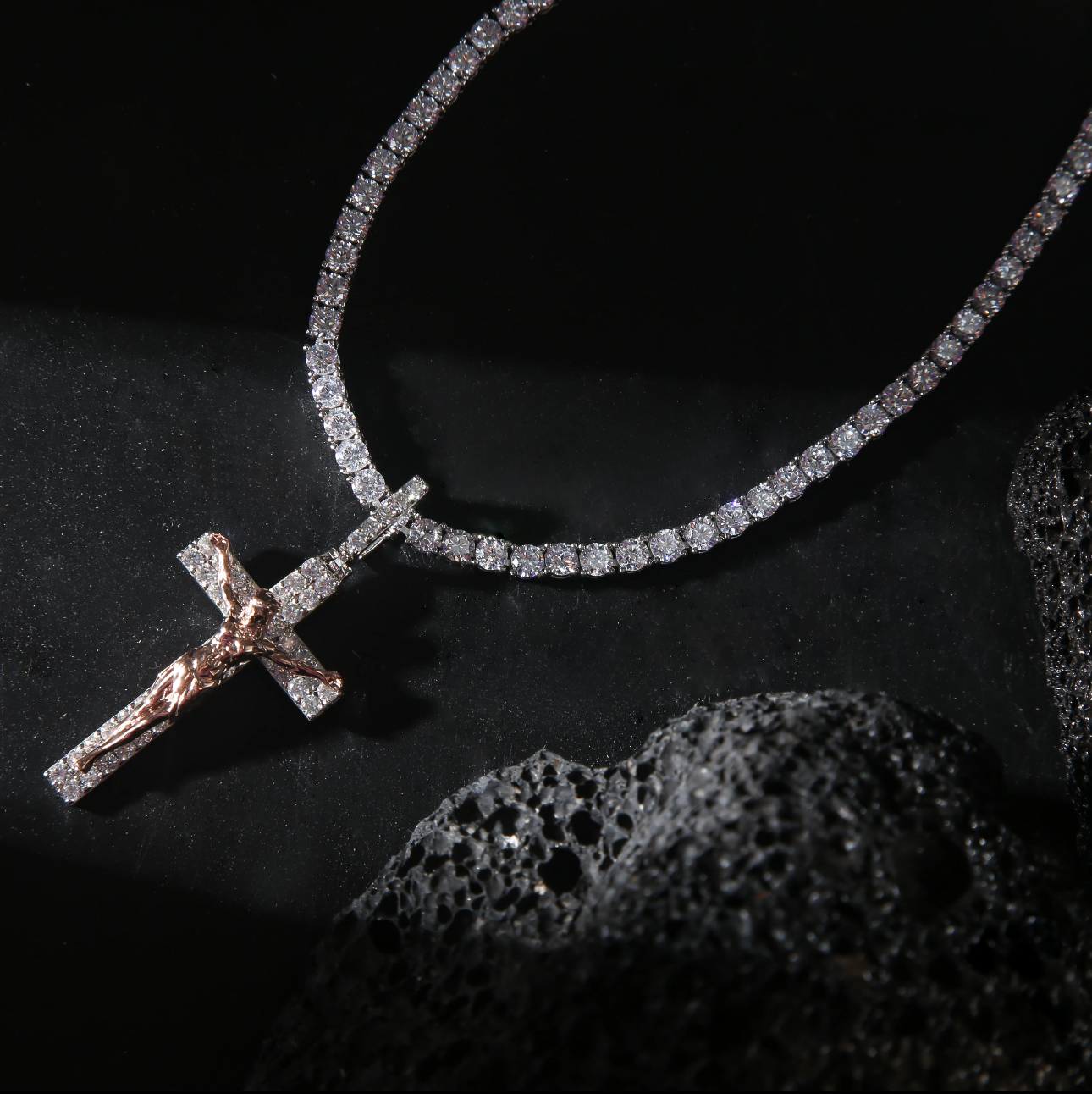 Diamond Jesus Cross Necklace