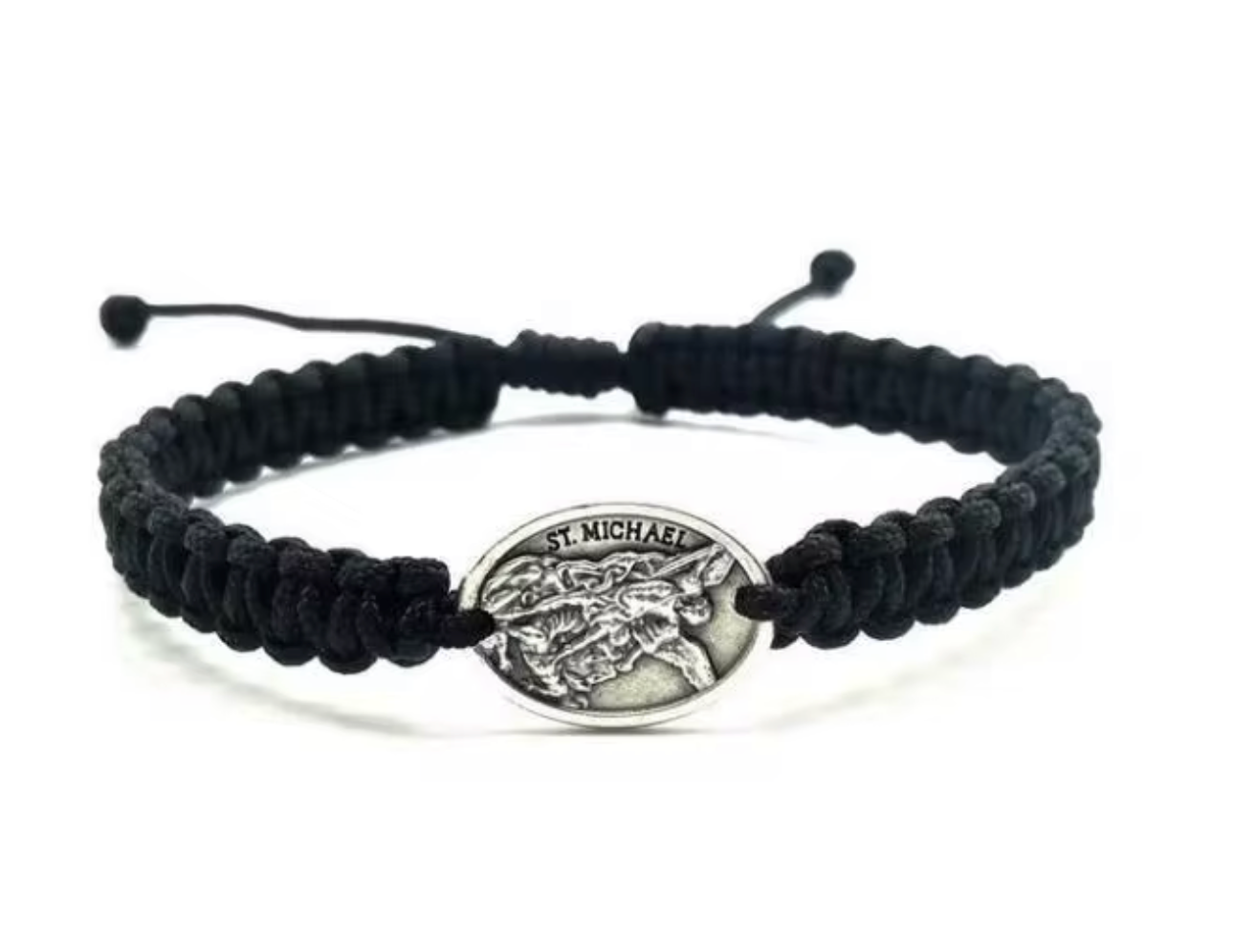 Archangel St Michael Black & Silver Bracelet