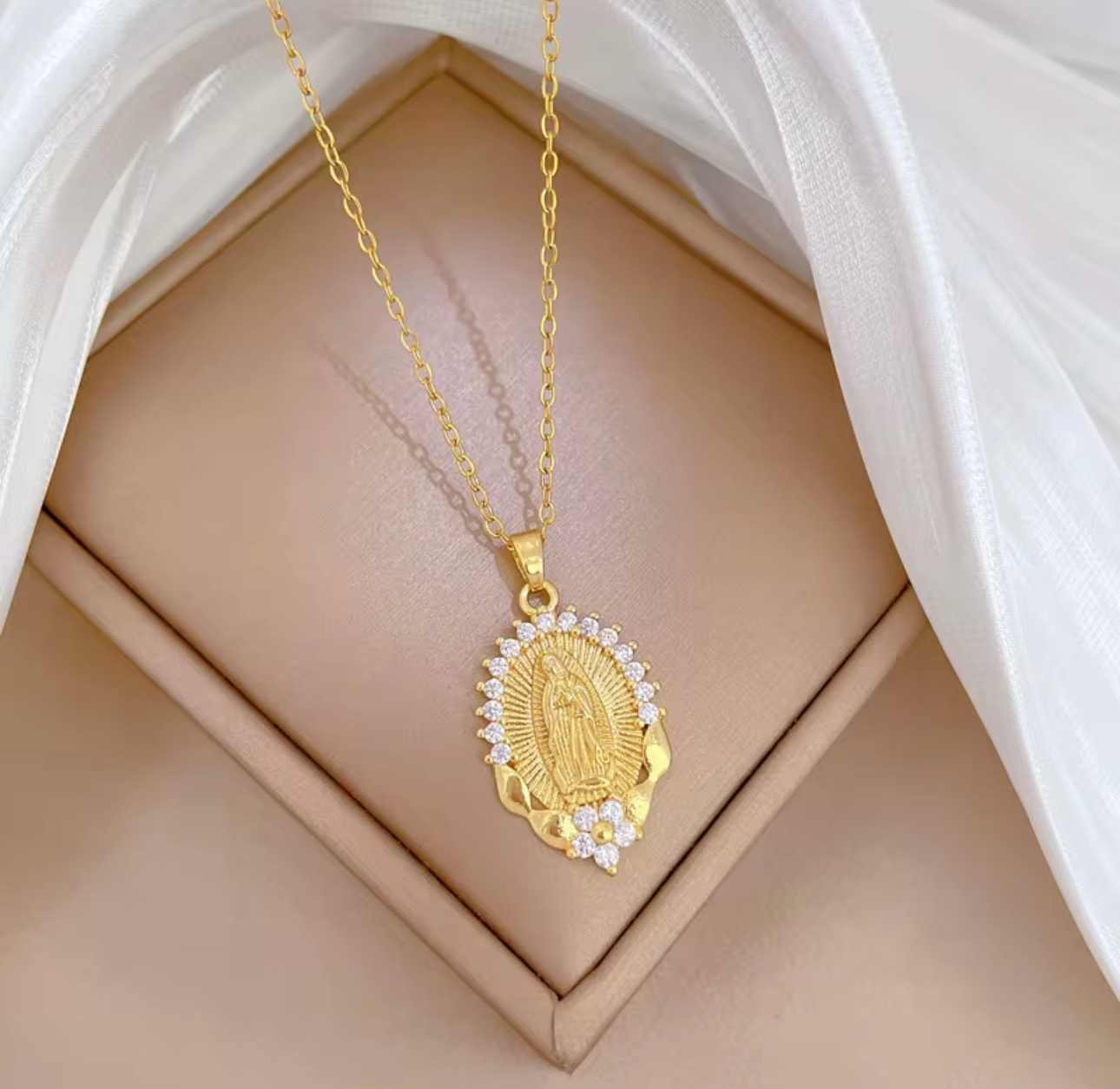 Virgin Mary Gold Necklace