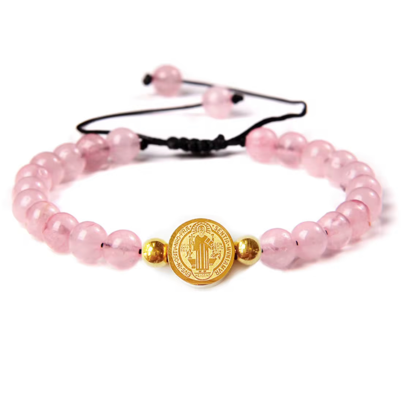 Pink & Gold Cross Charm Bead Necklace