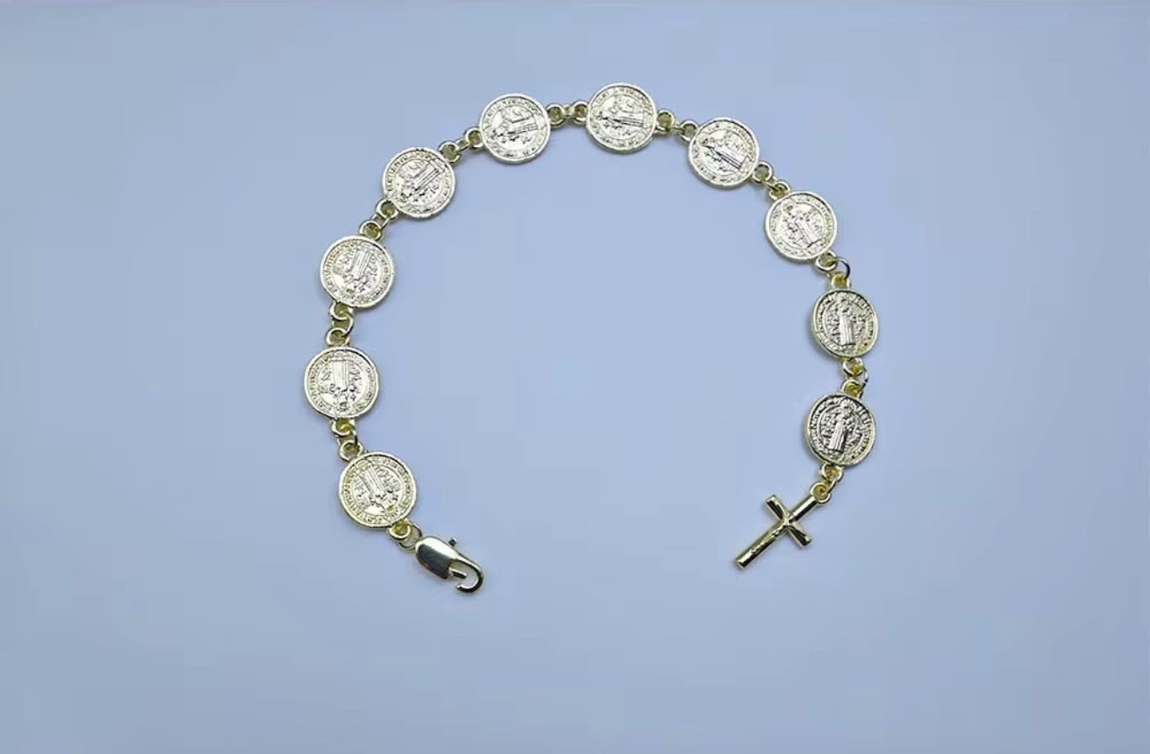 Silver Cross Medalion Bracelet