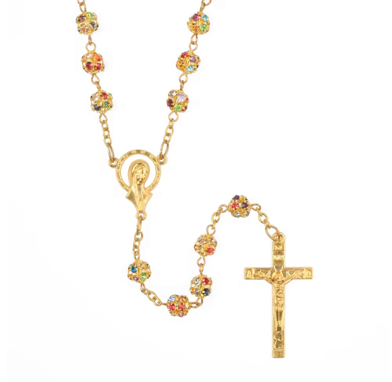 Gold Jeweled Ball Rosary