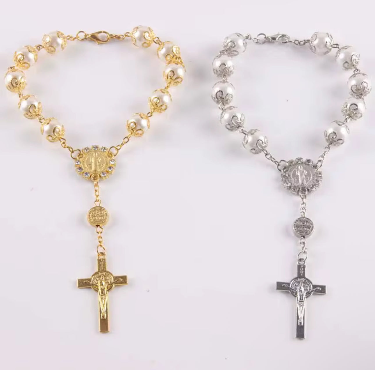 Golden Pearled Saint Bracelet