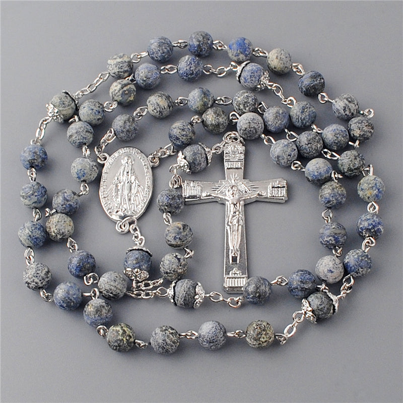 Stone Beads Rosary Chain Necklace